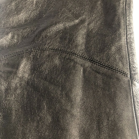 BCBG MAXAZRIA Black Front Button Straight-legged Leather Pants, Size 6 - Picture 6 of 16
